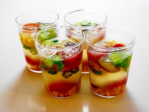 見ても食べても涼しい!夏野菜と海老の和風ゼリー寄せ